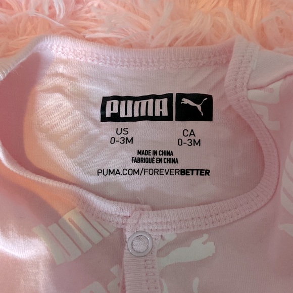 PUMA footie onesie. Size: 0-3 month. Color: Pink w/ Whi - Picture 3 of 3